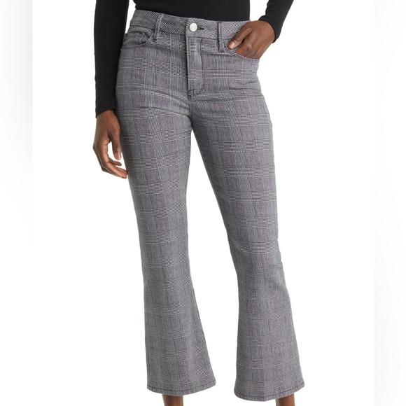 Frame Denim Black and White Plaid Le Crop Mini Bootcut Jeans $258 NWOT Academia - Picture 1 of 9